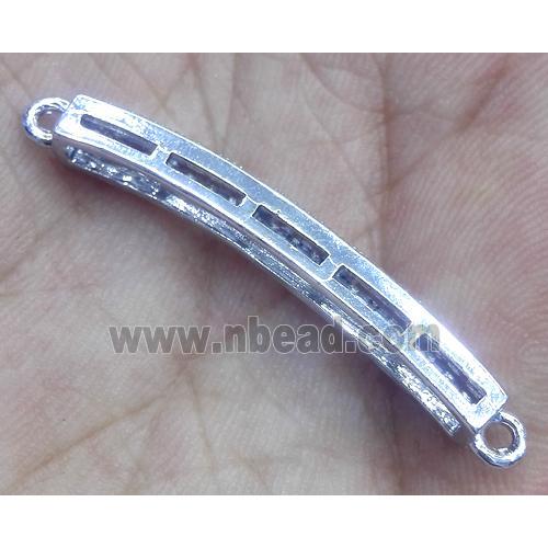 copper connector paved zircon, bracelet bar, platinum plated