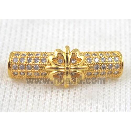 copper bracelet bar pave zircon, gold plated