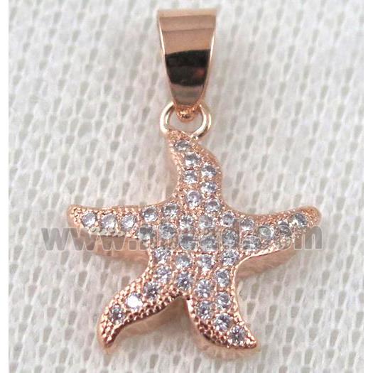 copper pendant pave zircon, rose gold plated