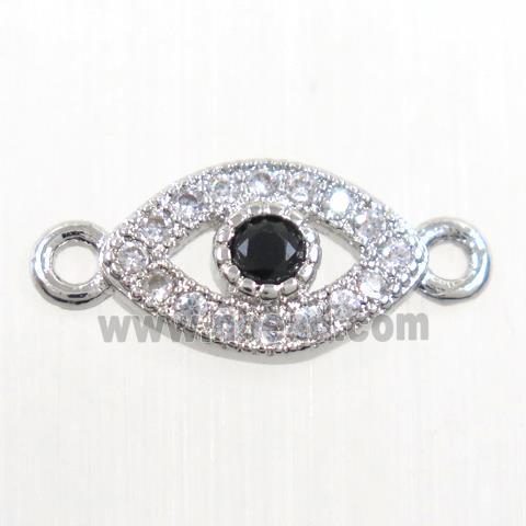 copper eye connector paved zircon, platinum plated