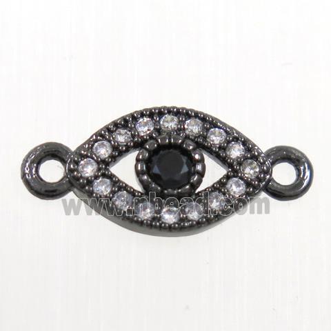 copper eye connector paved zircon, black plated