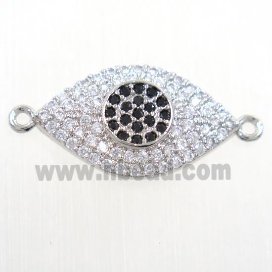 copper eye connector paved zircon, platinum plated