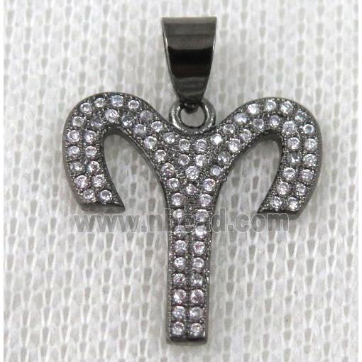 copper pendant pave zircon, black plated