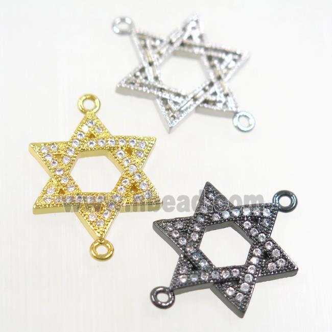 copper Hexagram connector paved zircon, David Star, mix color