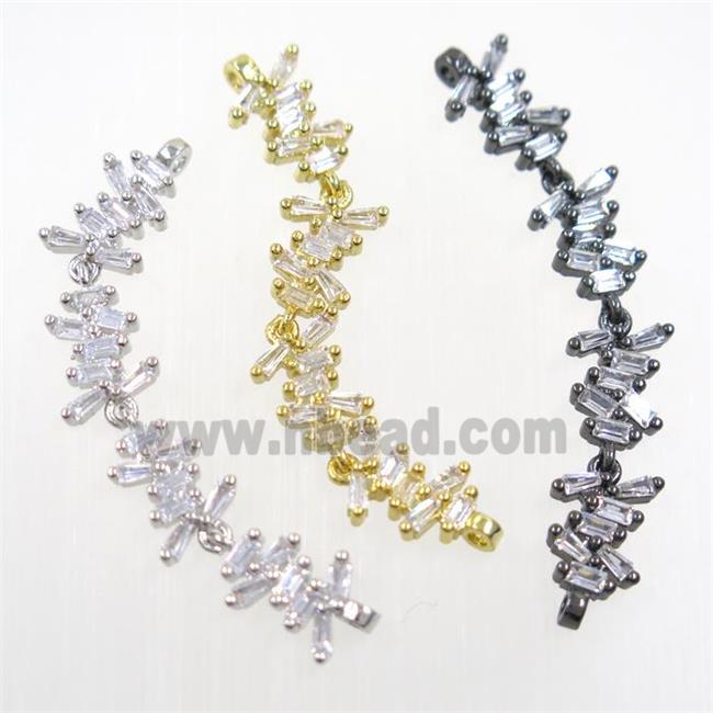 copper connector paved zircon, mixed color