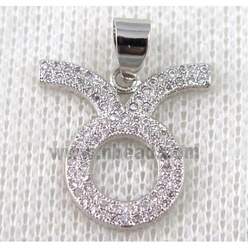 copper pendant pave zircon, platinum plated