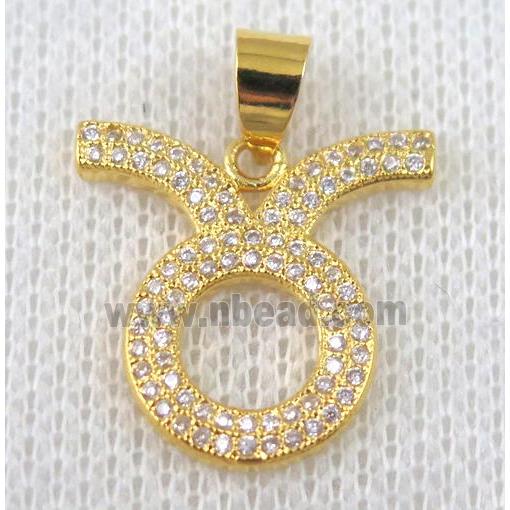 copper pendant pave zircon, gold plated