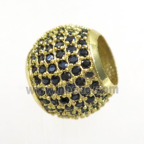 round copper beads paved zircon, gold plated