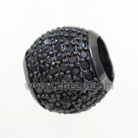 round copper beads paved zircon, black plated