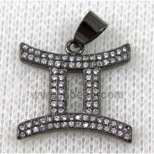 copper pendant pave zircon, black plated