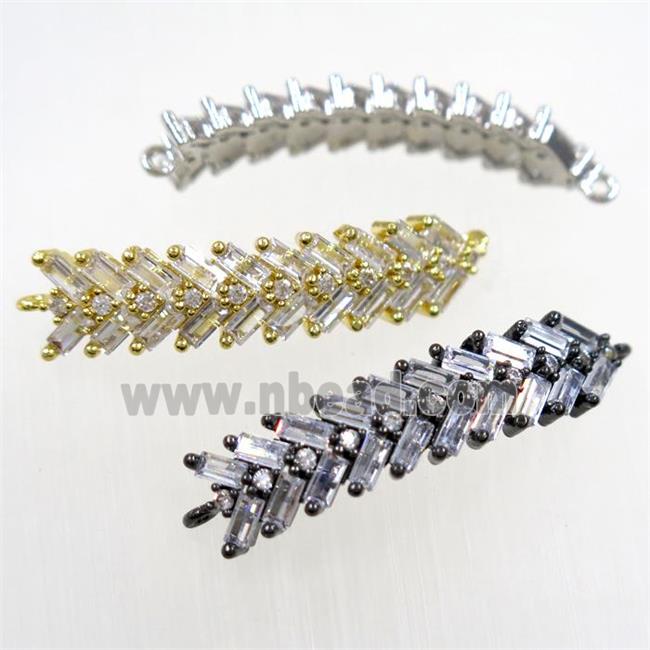 copper Fishbone connector paved zircon, mix color