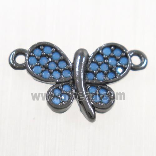 copper Butterfly connector paved zircon, black plated