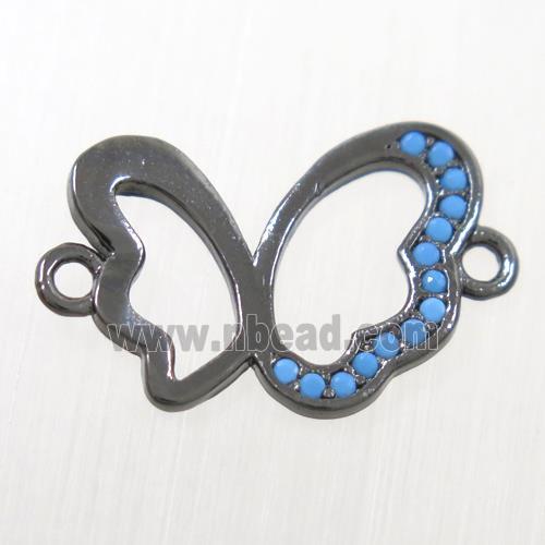 copper Butterfly connector paved zircon, black plated