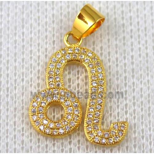 copper pendant pave zircon, gold plated