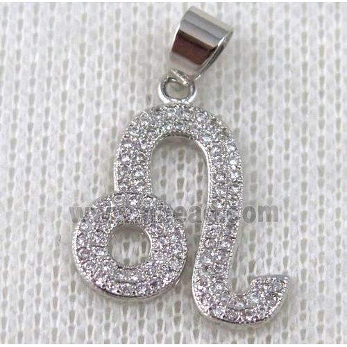 copper pendant pave zircon, platinum plated