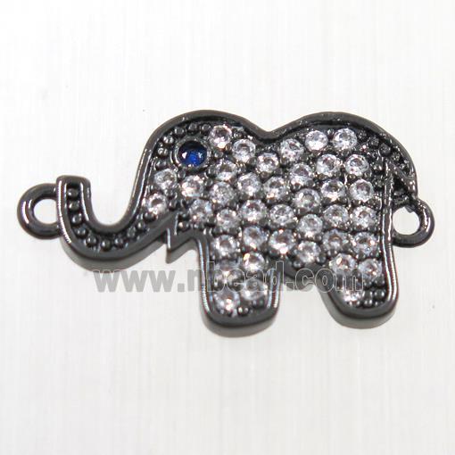 copper Elephant connector paved zircon, black plated