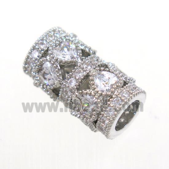 copper bead paved zircon, tube, platinum