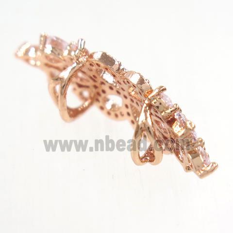 copper bead paved zircon, rose gold