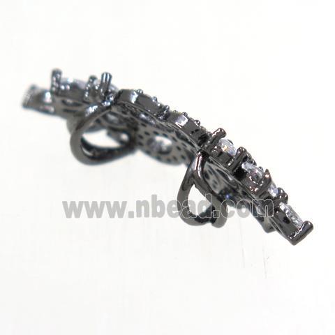 copper bead paved zircon, black