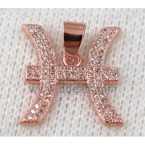 copper pendant pave zircon, rose gold plated