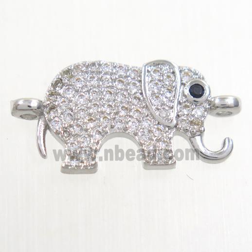 elephant, copper connector paved zircon, platinum