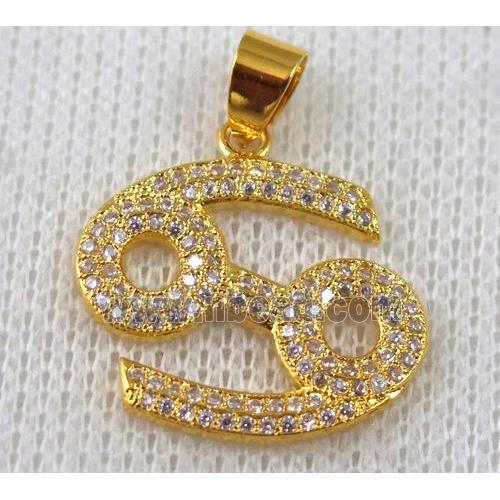 copper pendant pave zircon, gold plated