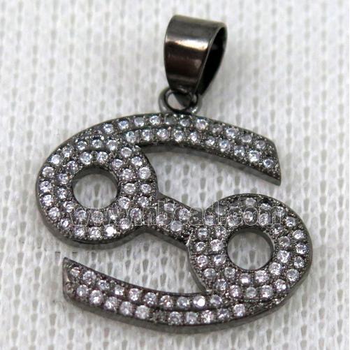 copper pendant pave zircon, black plated