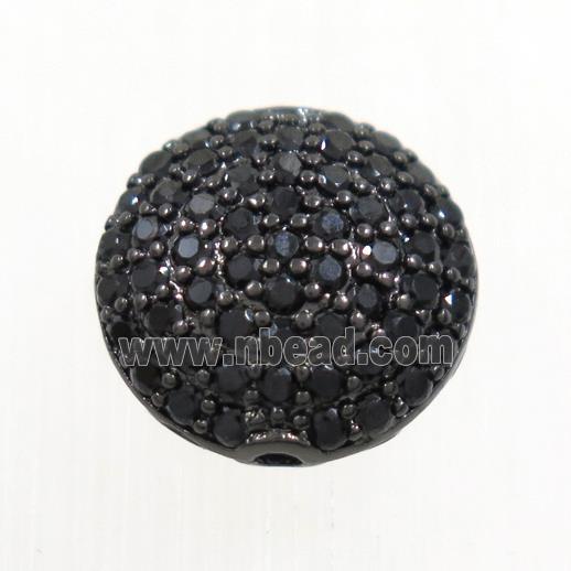 copper button beads paved zircon, black plated