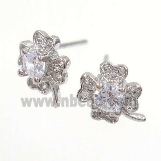 copper earring studs paved zircon