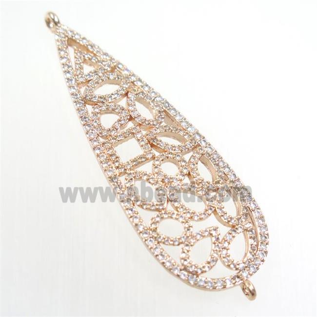 copper leaf connector paved zircon, rose gold