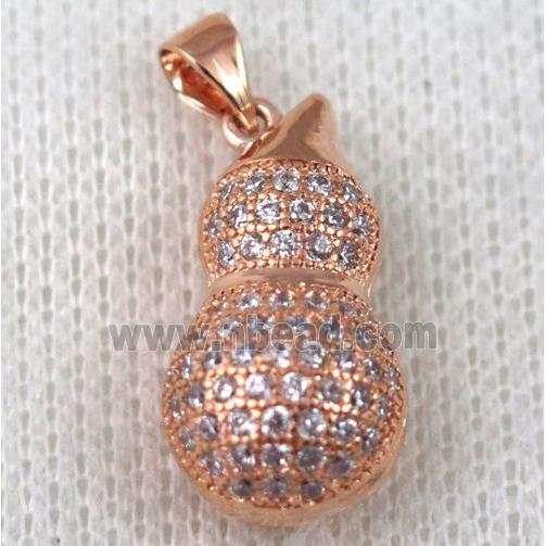 copper pendant pave zircon, rose gold plated