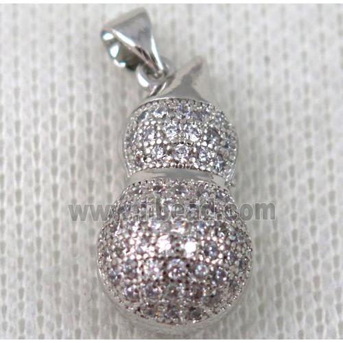 copper pendant pave zircon, platinum plated