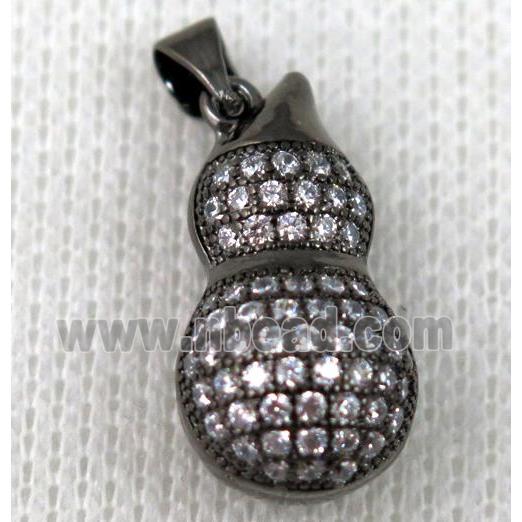 copper pendant pave zircon, black plated