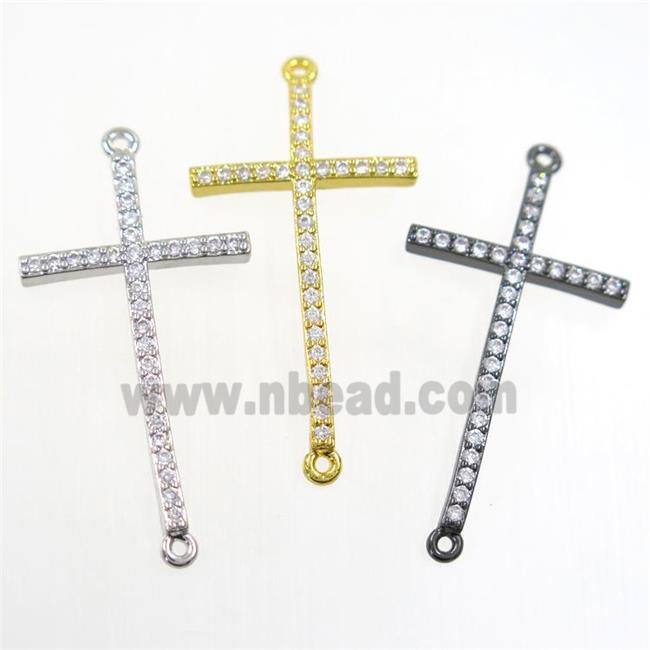 copper cross connector paved zircon, mix color