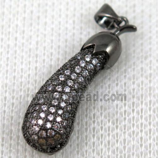 copper pendant pave zircon, black plated