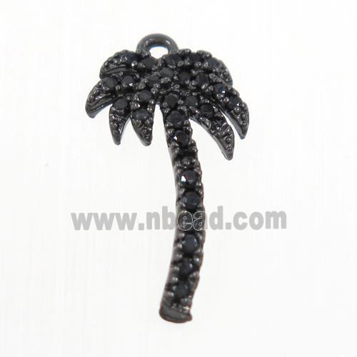 copper coconut tree pendant paved zircon, black plated