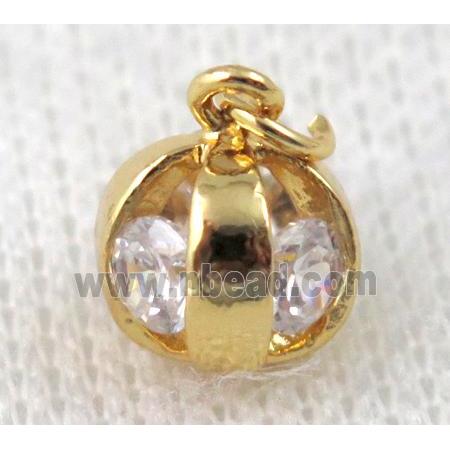 copper pendant pave zircon, gold plated