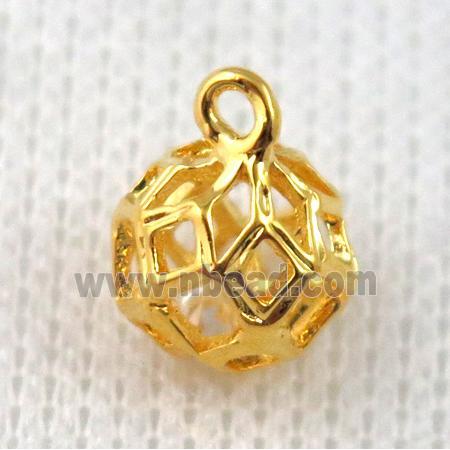 copper pendant pave zircon, gold plated