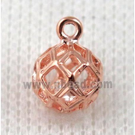 copper pendant pave zircon, rose gold plated