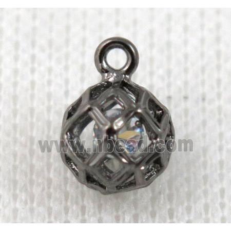 copper pendant pave zircon, black plated