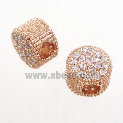 copper button beads paved zircon, rose gold