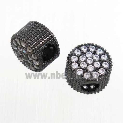 copper button beads paved zircon, black plated