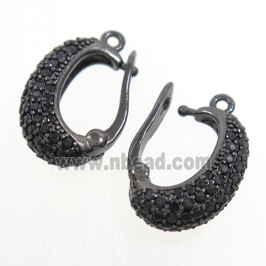 copper clasp paved zircon, black plated