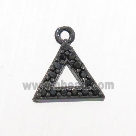 copper triangle pendant paved zircon, black plated