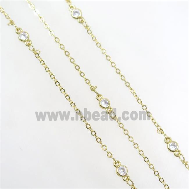 copper chain with zircon, gold plated