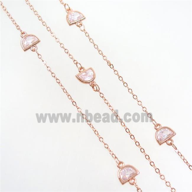 copper chain with zircon, rose gold