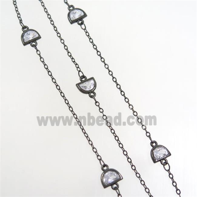 copper chain with zircon, black plated