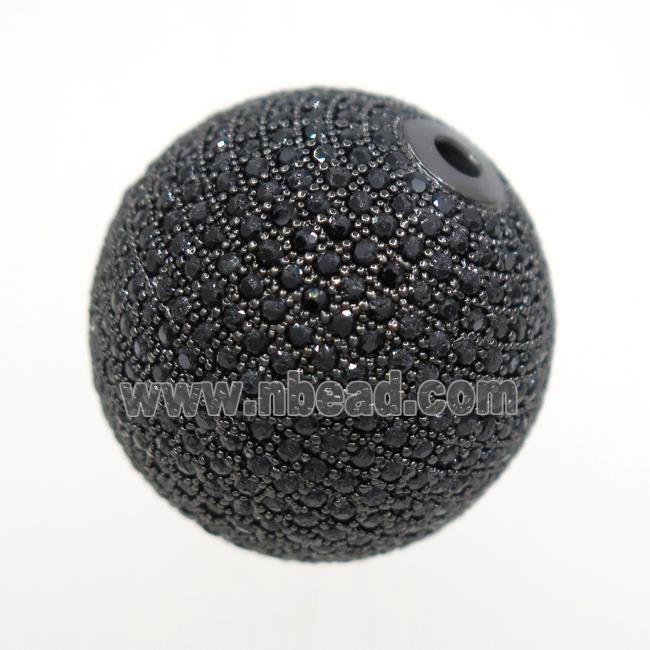 round copper beads paved zircon, black plated