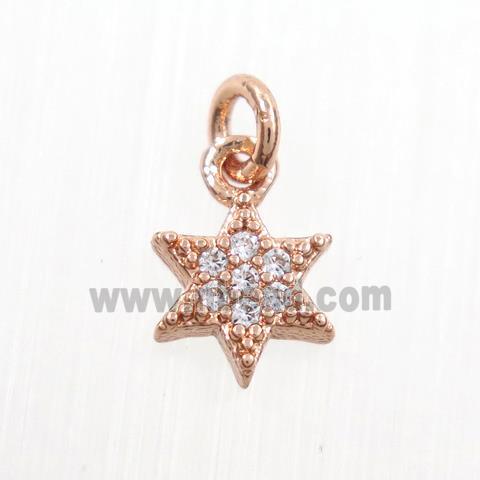 copper star pendants paved zircon, rose gold