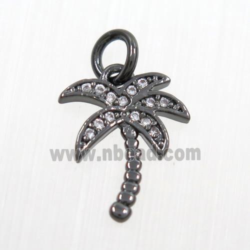 copper coconut tree pendants paved zircon, black plated